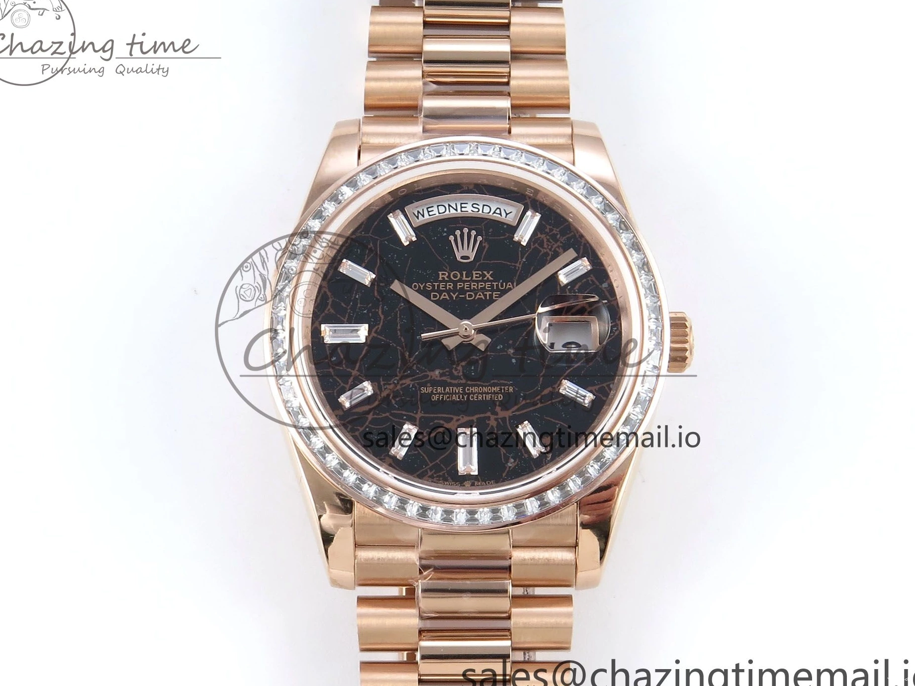 V5 DayDate Slate QF 40 Diamonds Eisenkiesel Weight) 1:1 Bracelet President Dial Bezel Edition on (Gain RG A2836 Best 0205